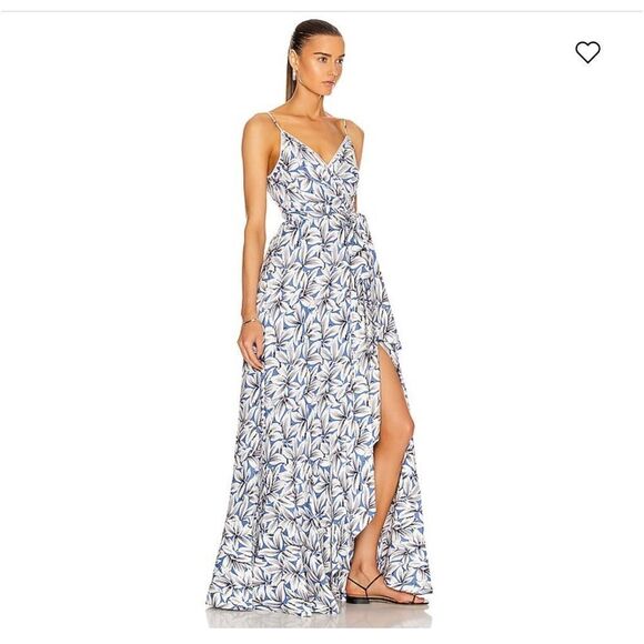 Jonathan Simkhai Ava Wrap Gown Pacific Print Size 0 - Picture 9 of 14